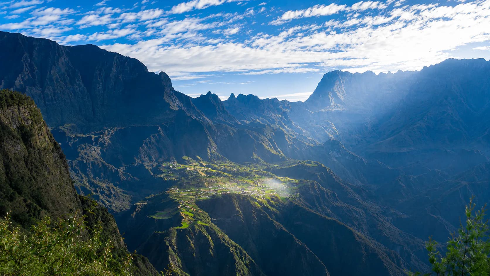 Panoramic view of the Cilaos cirque, Réunion Island
