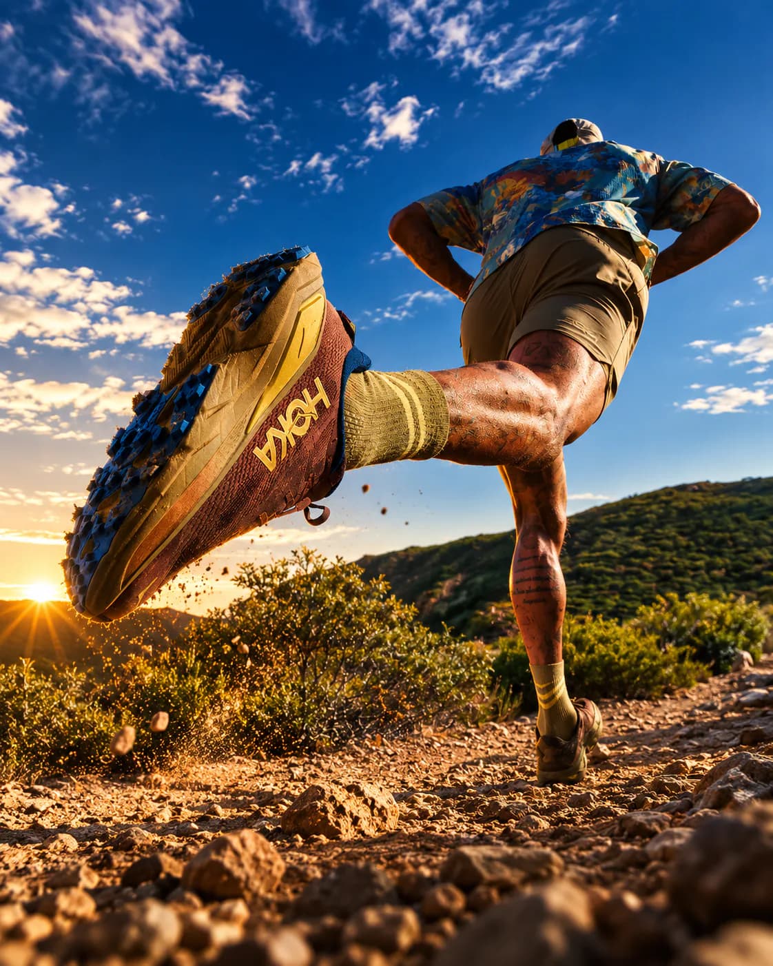 Trail runner on a mountain path